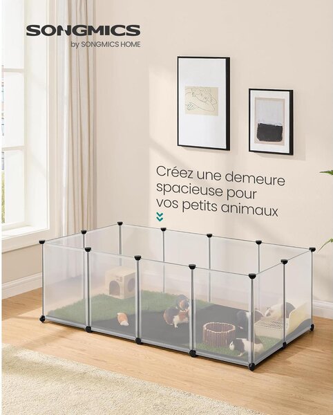 Ogradica za male životinje s podlogom, 143 x 73 x 46 cm, bijela | SONGMICS