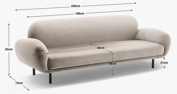Siva sofa od bouclé tkanine 208 cm Poppy – Micadoni