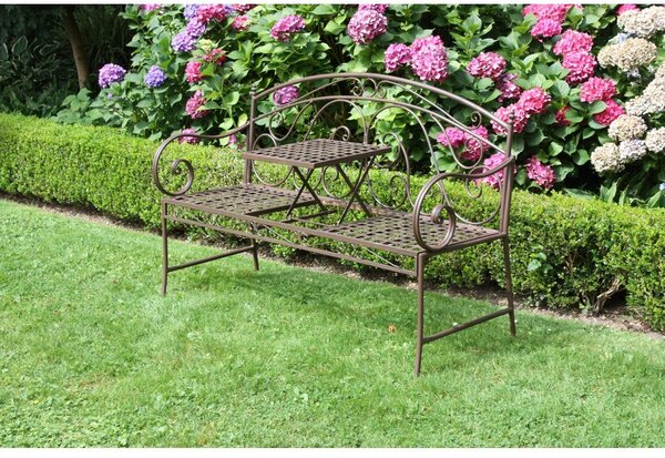 Smeđa metalna vrtna klupa Saket – Garden Pleasure