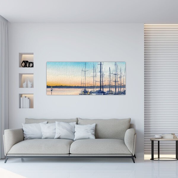 Slika - Vožnja čamcem, akvarel (120x50 cm)