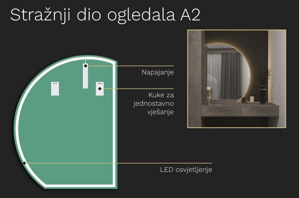 Netipično ogledalo s LED osvjetljenjem A2