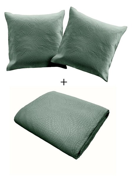Zeleni set prekrivača i jastučnice od mikrovlakana 220x240 cm Romane – douceur d'intérieur