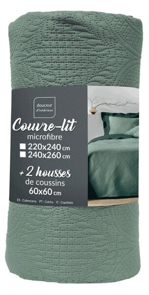 Zeleni set prekrivača i jastučnice od mikrovlakana 220x240 cm Romane – douceur d'intérieur