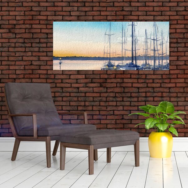 Slika - Vožnja čamcem, akvarel (120x50 cm)
