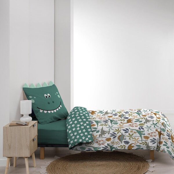 Bijela/zelena pamučna dječja posteljina za krevet za jednu osobu 140x200 cm Dina – douceur d'intérieur