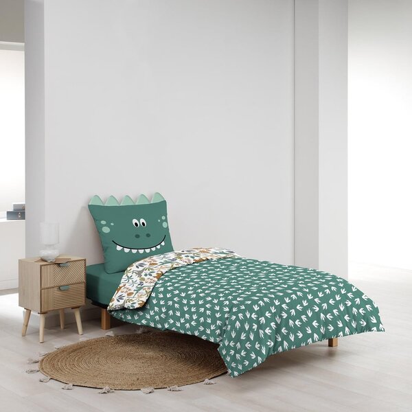 Bijela/zelena pamučna dječja posteljina za krevet za jednu osobu 140x200 cm Dina – douceur d'intérieur