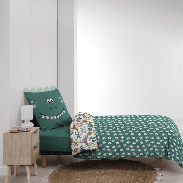 Bijela/zelena pamučna dječja posteljina za krevet za jednu osobu 140x200 cm Dina – douceur d'intérieur