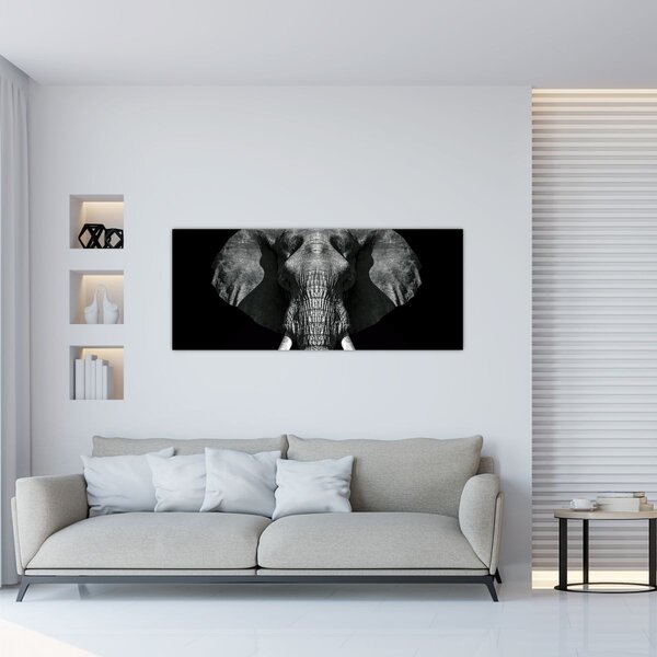 Slika - Slon na crnoj pozadini (120x50 cm)