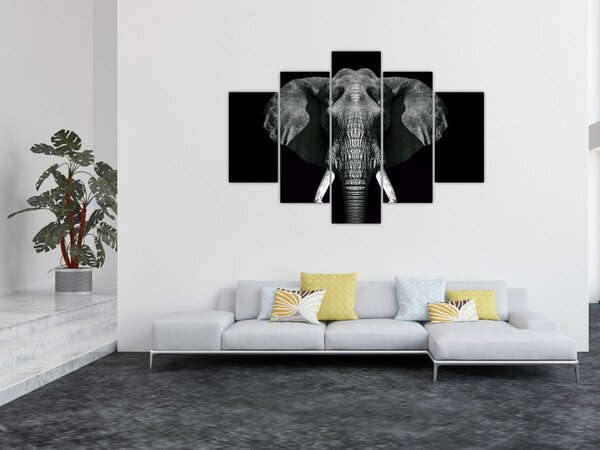 Slika - Slon na crnoj pozadini (150x105 cm)