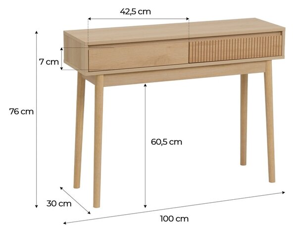 Pomoćni stol u prirodnoj boji 30x100 cm Iona – Casa Selección