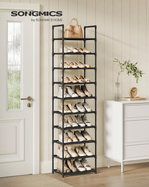 Stalak za cipele s 10 razina, 45 x 28 x 173 cm, crne boje | SONGMICS