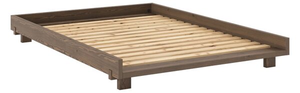 Smeđi bračni krevet od masivnog bora s podnicom 140x200 cm Social – Karup Design