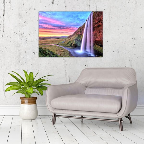 Staklena slika - Vodopad Seljalandsfoss (70x50 cm)