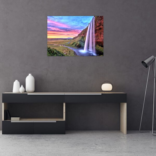 Staklena slika - Vodopad Seljalandsfoss (70x50 cm)