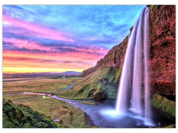 Staklena slika - Vodopad Seljalandsfoss (70x50 cm)