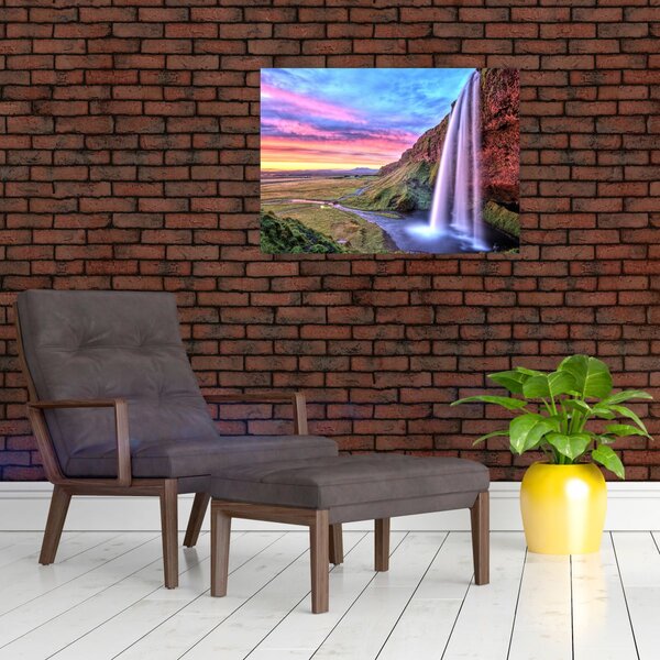 Staklena slika - Vodopad Seljalandsfoss (70x50 cm)