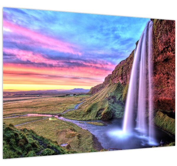 Staklena slika - Vodopad Seljalandsfoss (70x50 cm)