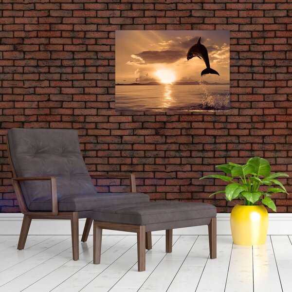 Slika - Delfin na zalasku sunca (70x50 cm)
