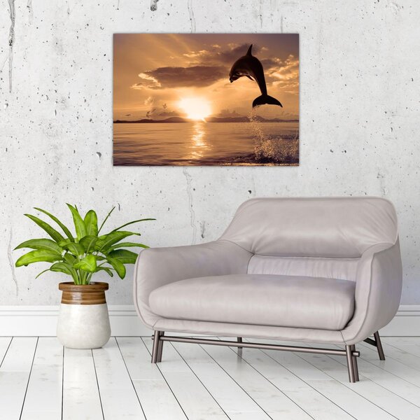 Slika - Delfin na zalasku sunca (70x50 cm)