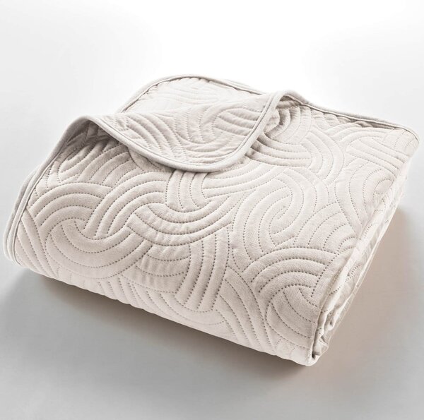 Krem set prekrivača i jastučnice od samta 240x260 cm Solange – douceur d'intérieur