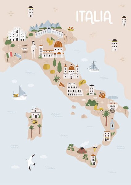 Ilustracija Vector illustration of map of Italy, undefined undefined