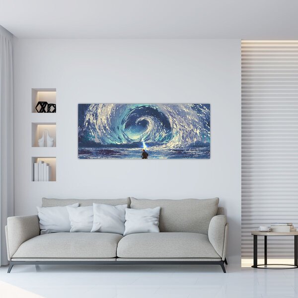 Slika - Ilustracija dječaka s kopljem (120x50 cm)