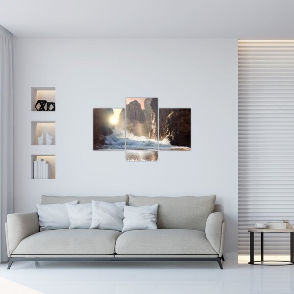 Slika - Stijene i valovi oceana (90x60 cm)
