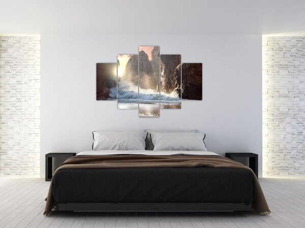 Slika - Stijene i valovi oceana (150x105 cm)
