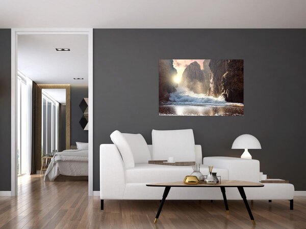 Slika - Stijene i valovi oceana (90x60 cm)