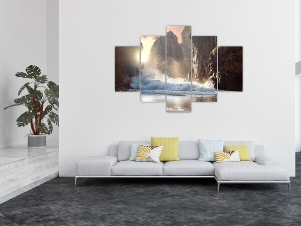 Slika - Stijene i valovi oceana (150x105 cm)