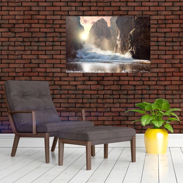 Slika - Stijene i valovi oceana (90x60 cm)