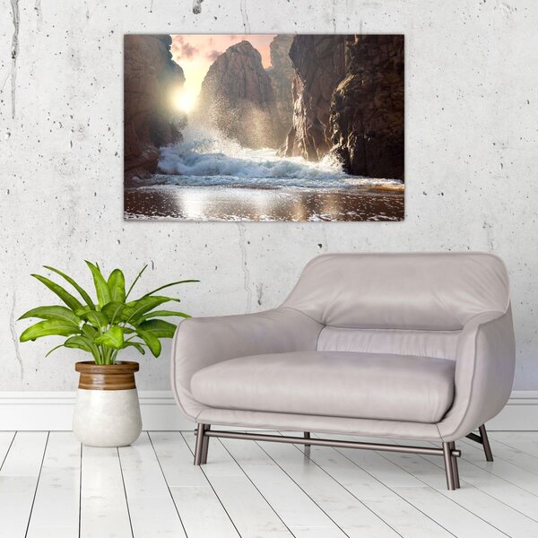 Slika - Stijene i valovi oceana (90x60 cm)