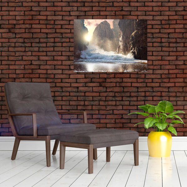 Slika - Stijene i valovi oceana (70x50 cm)