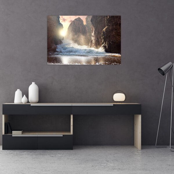 Slika - Stijene i valovi oceana (90x60 cm)