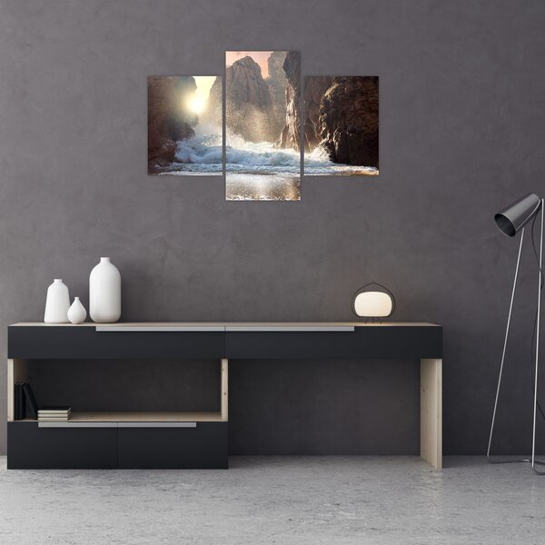 Slika - Stijene i valovi oceana (90x60 cm)