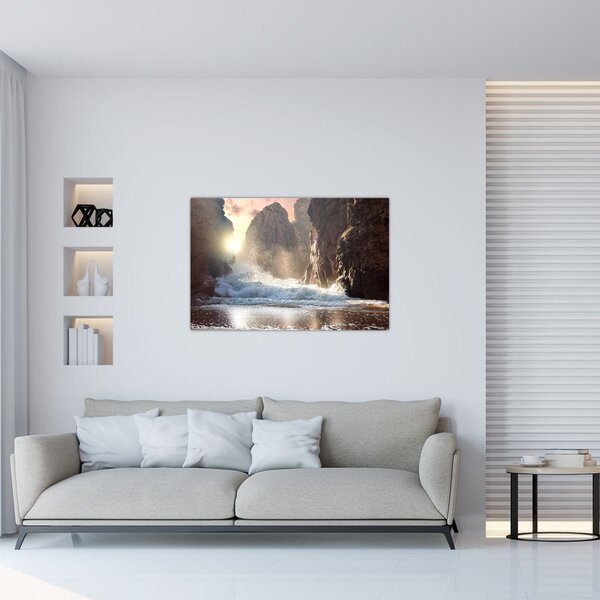Slika - Stijene i valovi oceana (90x60 cm)