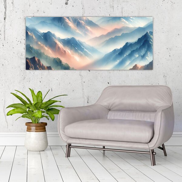 Slika - Akvarel planine (120x50 cm)