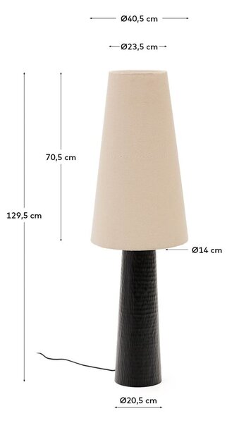 Crna/krem stojeća svjetiljka s tekstilnim sjenilom (visina 129 cm) Senni – Kave Home