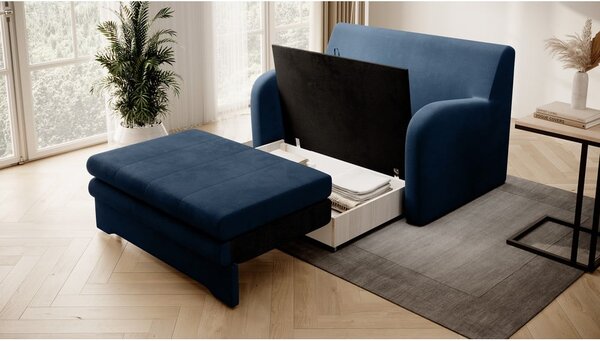 Plava baršunasti sklopiva sofa 130 cm Ario – ELTAP