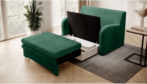 Zelena baršunasti sklopiva sofa 130 cm Ario – ELTAP