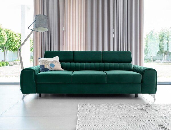 Zelena baršunasti sklopiva sofa 261 cm Laurence – ELTAP