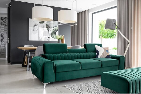 Zelena baršunasti sklopiva sofa 261 cm Laurence – ELTAP