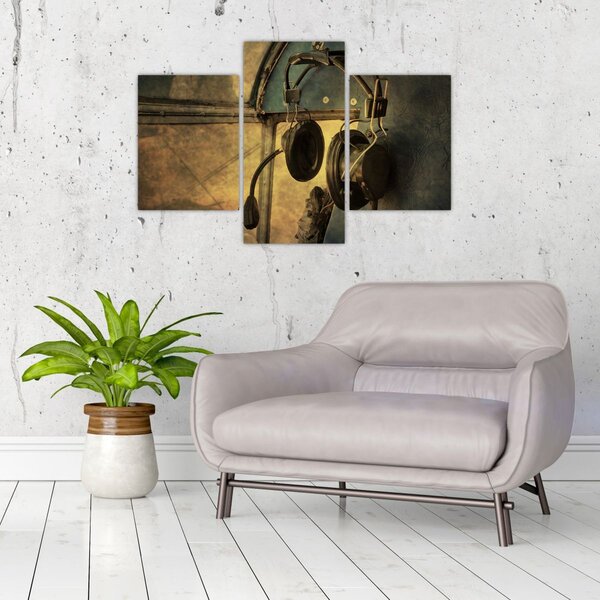 Slika - Vintage avionske slušalice (90x60 cm)