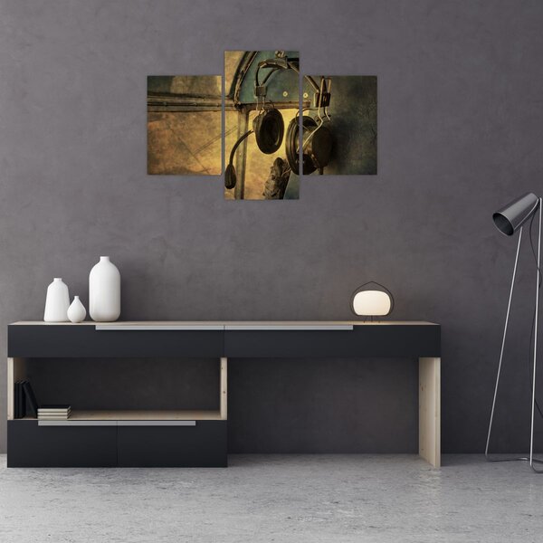 Slika - Vintage avionske slušalice (90x60 cm)