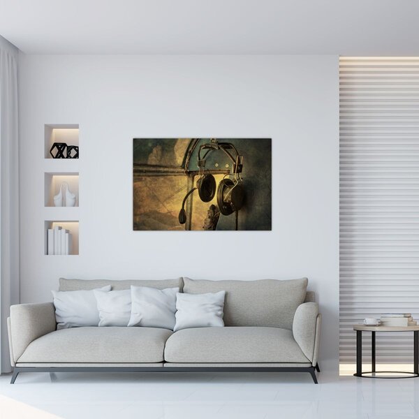 Slika - Vintage avionske slušalice (90x60 cm)
