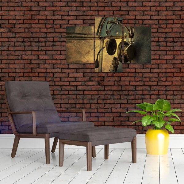 Slika - Vintage avionske slušalice (90x60 cm)