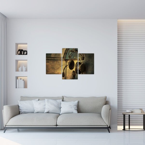 Slika - Vintage avionske slušalice (90x60 cm)