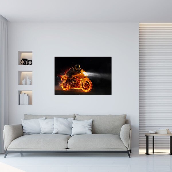 Slika - Motociklist s plamenom (90x60 cm)