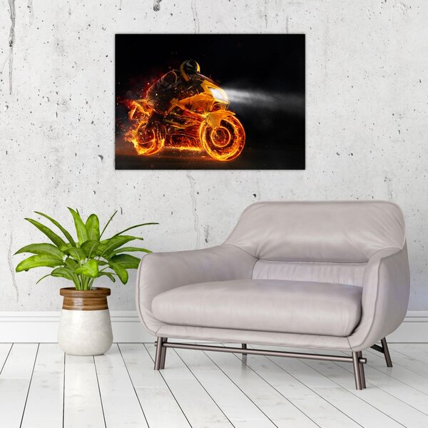 Slika - Motociklist s plamenom (70x50 cm)