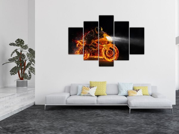Slika - Motociklist s plamenom (150x105 cm)